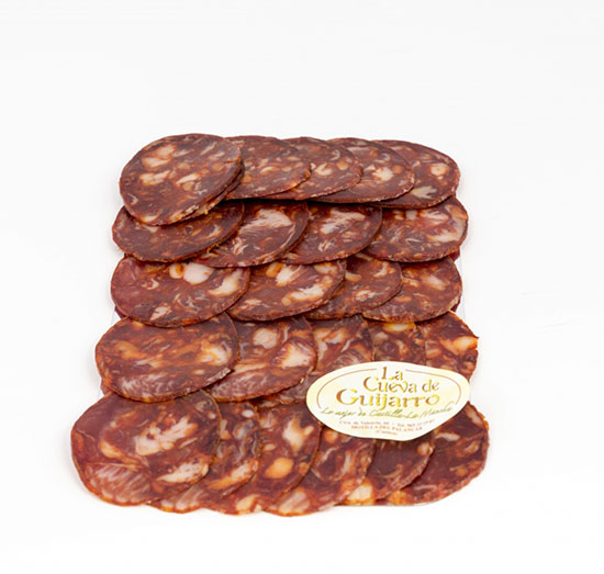 Iberian acorn sausage tray.Net weight: 150gr. Bandeja Chorizo Ibérico Cular de Bellota . Aprox  150 gr.